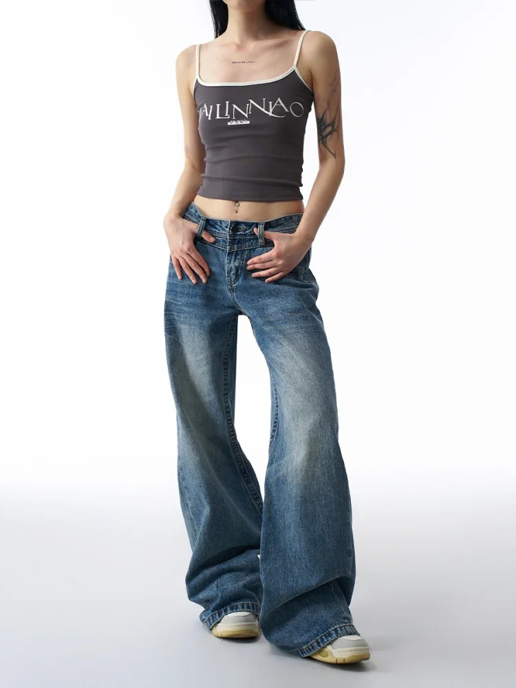 Джинсы с низкой талией в американском стиле ретро, женские свободные утягивающие универсальные пряные широкие брюки, синие длинные брюки, джинсы
Джинсы с низкой талией в американском стиле ретро, женские свободные утягивающие универсальные пряные широкие брюки, синие длинные брюки, джинсы