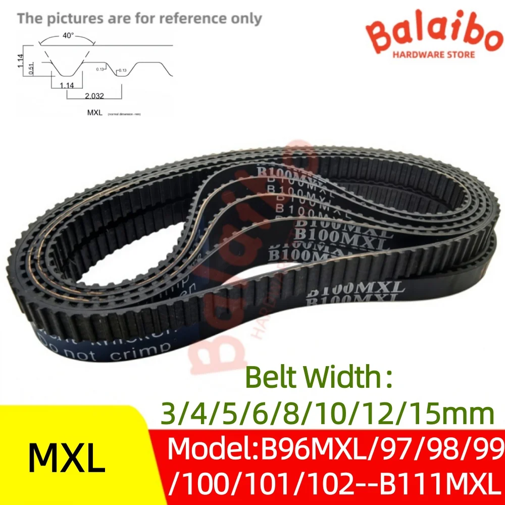 High Torque Rubber MXL Timing Belt Width 3/4/5/6/8/10/12/15mm Model number B96MXL/97/98/99/100/101/102/103/104/105---B111MXL
High Torque Rubber MXL Timing Belt Width 3/4/5/6/8/10/12/15mm Model number B96MXL/97/98/99/100/101/102/103/104/105---B111MXL