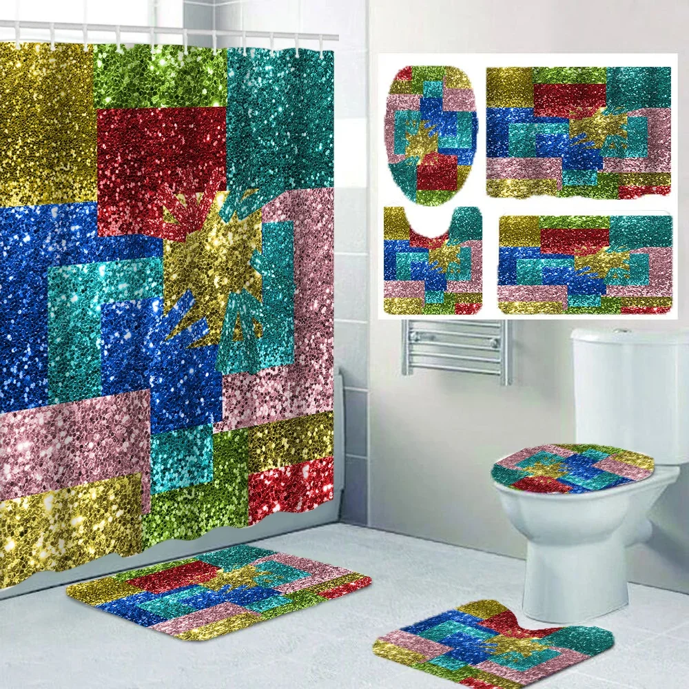 Shining Crystal shower Curtains, Toilet Seat Decoration, Shower Curtain with Carpet and Toilet Lid
Shining Crystal shower Curtains, Toilet Seat Decoration, Shower Curtain with Carpet and Toilet Lid