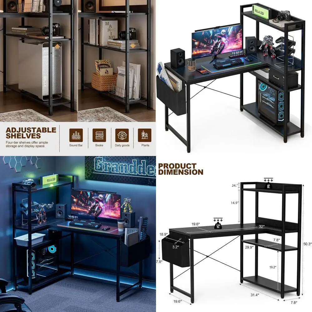 40 Inch L Shaped Computer Desk with Reversible Storage Shelves, Home Oice Desk Study Writing Table with Hutch, Study, Black
40 Inch L Shaped Computer Desk with Reversible Storage Shelves, Home Oice Desk Study Writing Table with Hutch, Study, Black