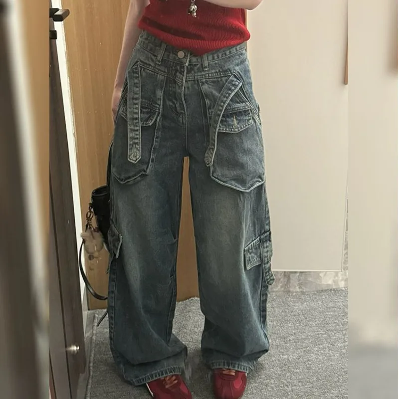 Y2k Emo Multi-Pocket Oversize Cargo Denim Pants Women Summer Trendy Design Floor-Length Wide Leg Hip Hop Jeans Female Gothic
Y2k Emo Multi-Pocket Oversize Cargo Denim Pants Women Summer Trendy Design Floor-Length Wide Leg Hip Hop Jeans Female Gothic