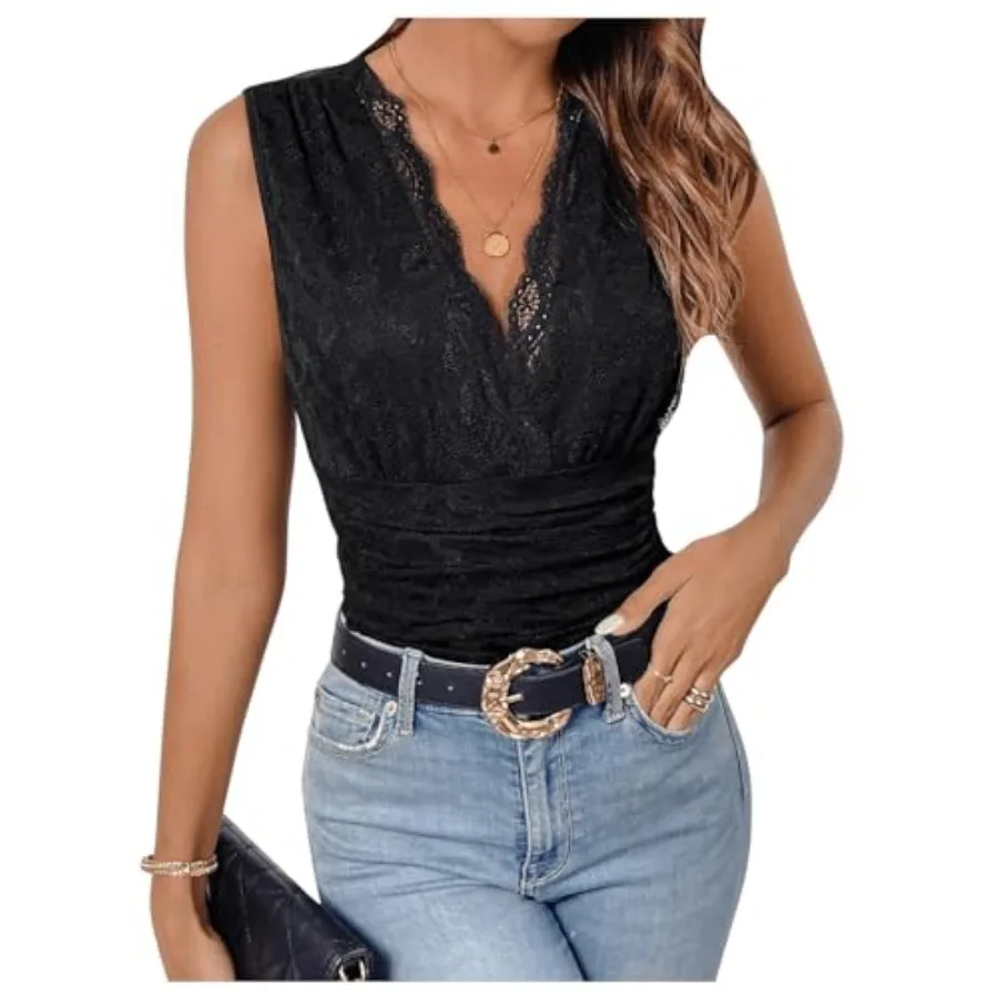 Milumia Women's Lace Bodysuit Sleeveless Deep V Neck Lace Tops Body Suits Date Night
Milumia Women's Lace Bodysuit Sleeveless Deep V Neck Lace Tops Body Suits Date Night