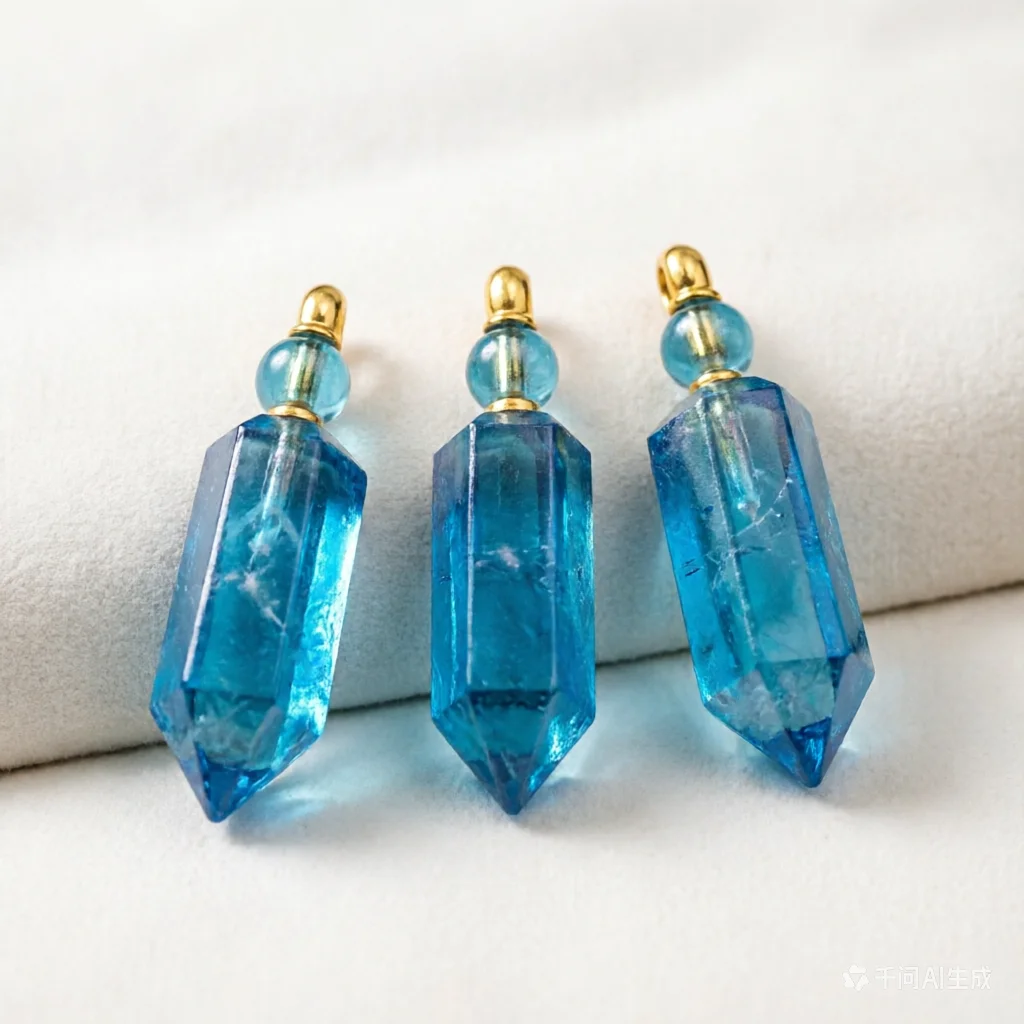 WT-P1785 WKT Wholesale Natural Crystal Quartz with Aqua Pendant With Double Gold Loops Blue Perfume Bottle Necklace Pendant
WT-P1785 WKT Wholesale Natural Crystal Quartz with Aqua Pendant With Double Gold Loops Blue Perfume Bottle Necklace Pendant