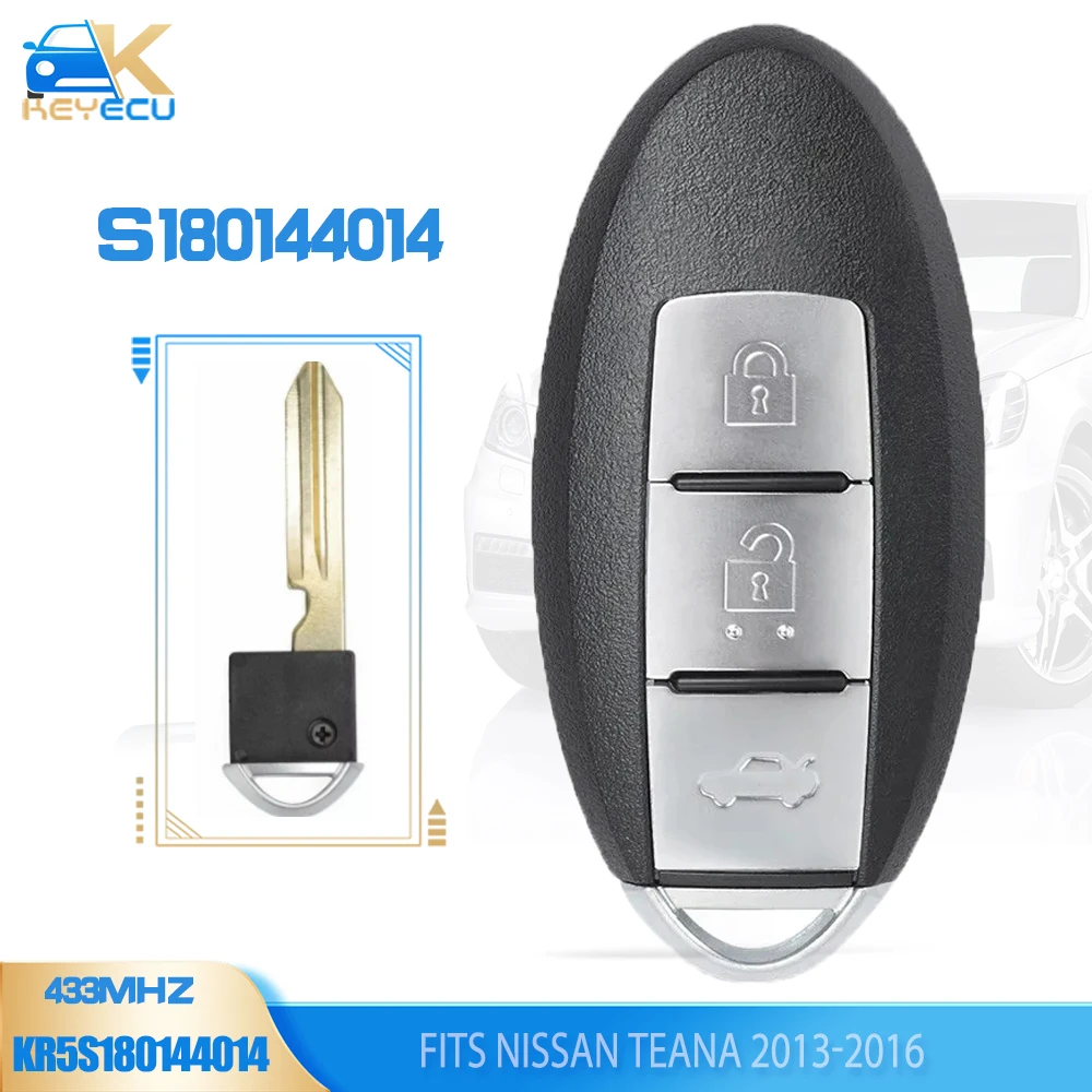 KEYECU KR5S180144014 Smart Remote Key Fob 433MHz ID47 Chip 3 Buttons for Nissan Teana 2013 2014 2015 2016
KEYECU KR5S180144014 Smart Remote Key Fob 433MHz ID47 Chip 3 Buttons for Nissan Teana 2013 2014 2015 2016