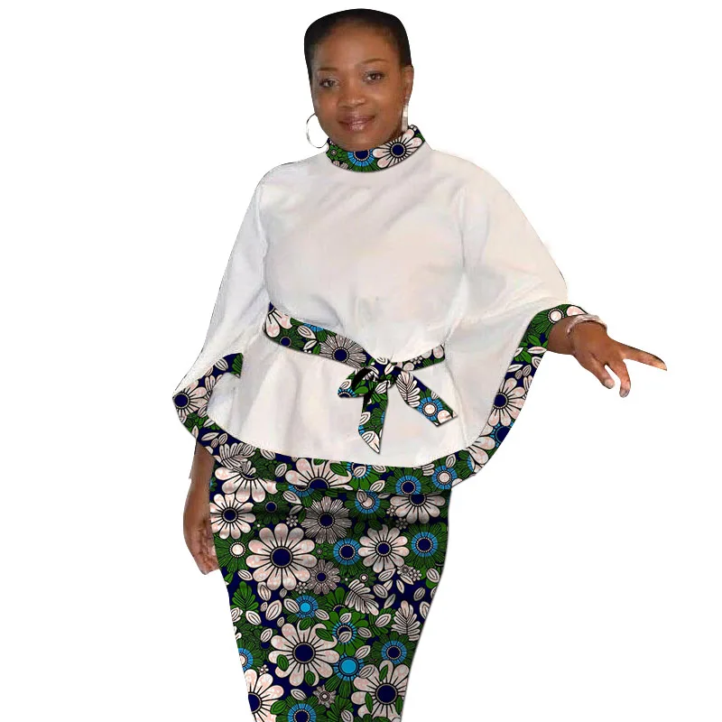 Original Design African Printing Women's Outfits Tailored White Blouses With Belt Patch Wax Skirts Africa Traditional Clothing
Original Design African Printing Women's Outfits Tailored White Blouses With Belt Patch Wax Skirts Africa Traditional Clothing