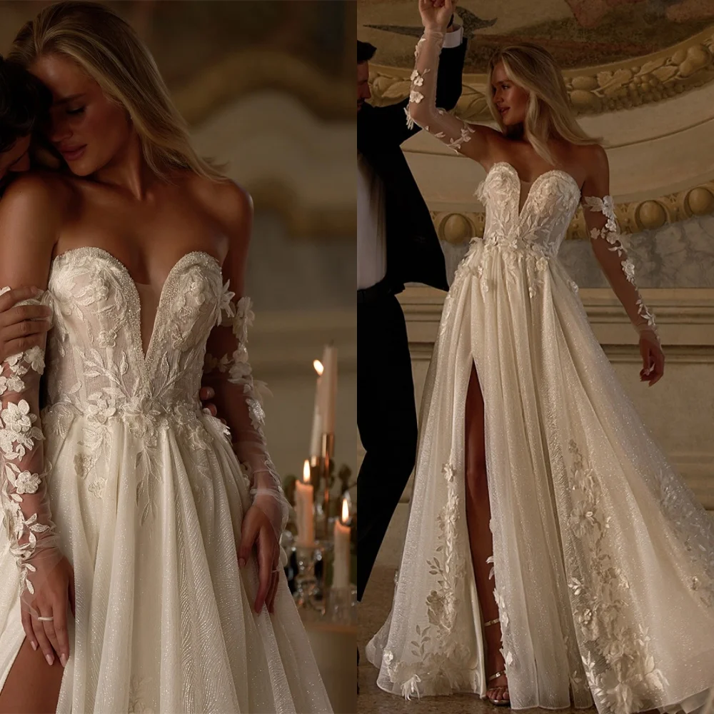 Customized Charming White Organza Wedding Dress Exquisite Strapless Long Sleeves Bridal Party Dreamy Zipper Back Bridal Gowns
Customized Charming White Organza Wedding Dress Exquisite Strapless Long Sleeves Bridal Party Dreamy Zipper Back Bridal Gowns