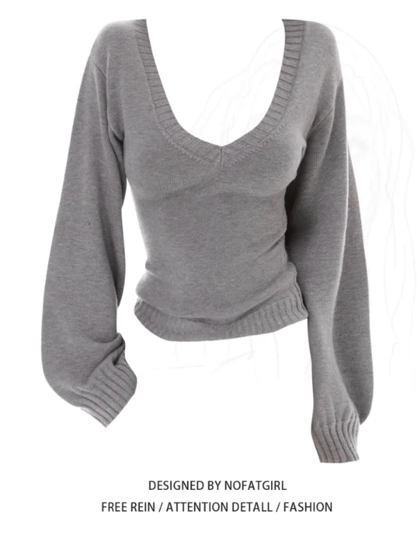 plus Size Sexy American Hot Girl V-Neck Long Sleeve Knitted Sweater Women's Autumn Grey Slim Fit Versatile Fashionable Top
plus Size Sexy American Hot Girl V-Neck Long Sleeve Knitted Sweater Women's Autumn Grey Slim Fit Versatile Fashionable Top