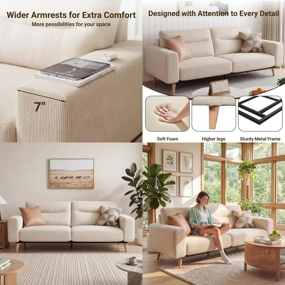 Oversized 81 Loveseat Sofa, Modern Living Room/Bedroom, Corduroy 2-3 Seater with Metal Frame, Easy Assembly, Beige
Oversized 81 Loveseat Sofa, Modern Living Room/Bedroom, Corduroy 2-3 Seater with Metal Frame, Easy Assembly, Beige