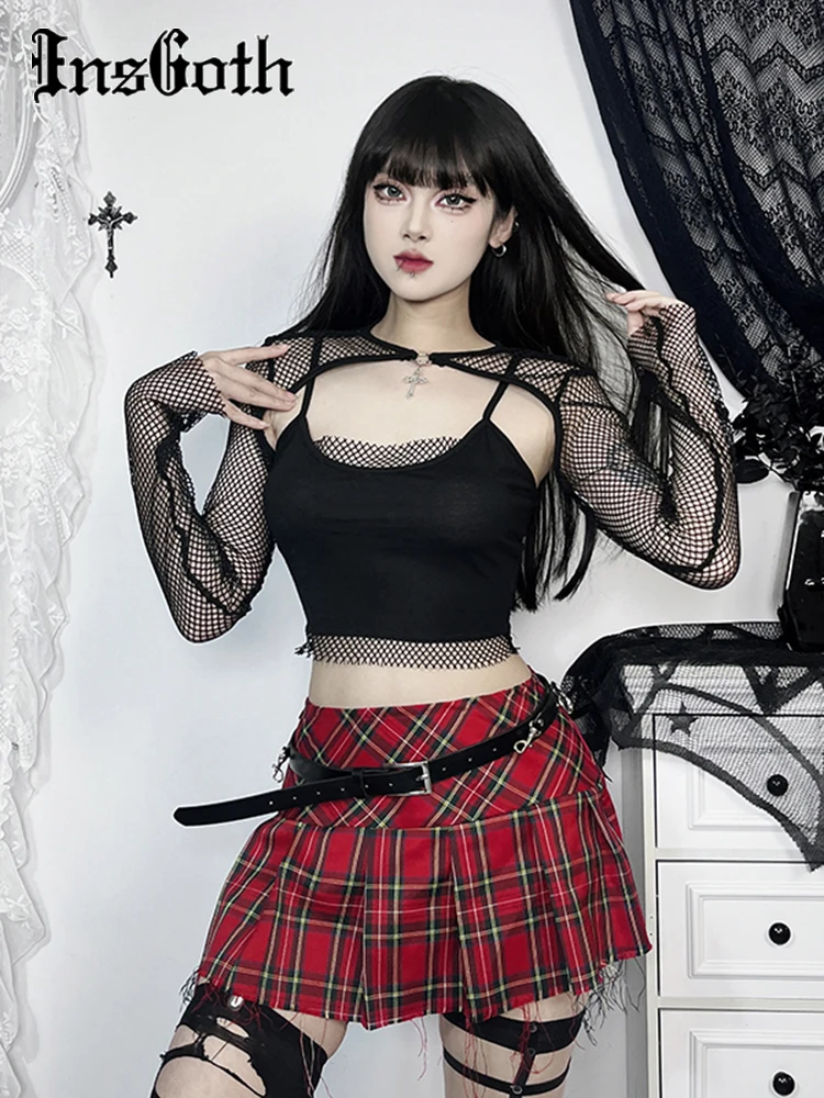 InsGoth Gothic Hollow Out Fishnet Sling Cross Set Women Grunge Long Sleeve See Through Crop Tops T-shirt Y2K Tee Top Blouse
InsGoth Gothic Hollow Out Fishnet Sling Cross Set Women Grunge Long Sleeve See Through Crop Tops T-shirt Y2K Tee Top Blouse