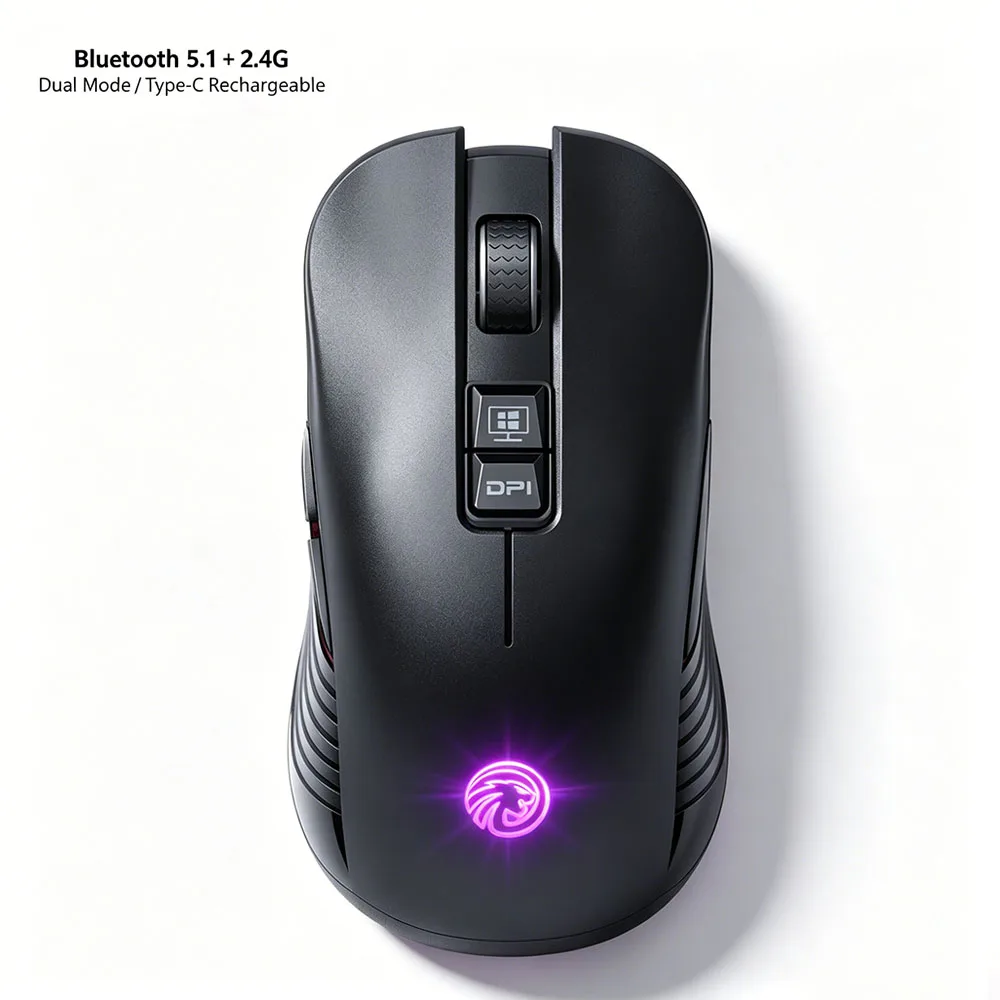 3-Speed DPI Mute Wireless Mouse, Bluetooth 5.1 & 2.4G Dual Mode, RGB Ergonomic, Type-C Rechargeable for Gaming Office Laptop PC
3-Speed DPI Mute Wireless Mouse, Bluetooth 5.1 & 2.4G Dual Mode, RGB Ergonomic, Type-C Rechargeable for Gaming Office Laptop PC