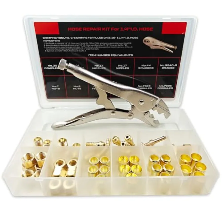 【Spot goods】54PCS PK-26 1/4" I.D.Torch Hose Repair Kit Air Hose Repair Kits for Torch Hose/Oxygen Acetylene/Air Hose 1/4" Hose
【Spot goods】54PCS PK-26 1/4" I.D.Torch Hose Repair Kit Air Hose Repair Kits for Torch Hose/Oxygen Acetylene/Air Hose 1/4" Hose