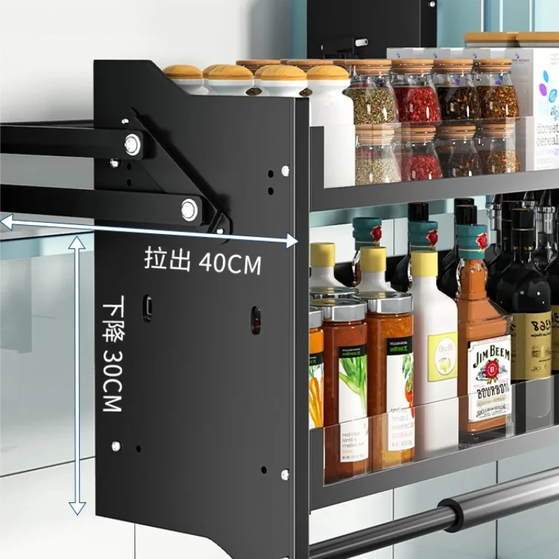 Kitchen hanging cabinet, lifting and pulling basket, pull-down cabinet, upper and lower buffering, telescopic storage rack, seas
Kitchen hanging cabinet, lifting and pulling basket, pull-down cabinet, upper and lower buffering, telescopic storage rack, seas