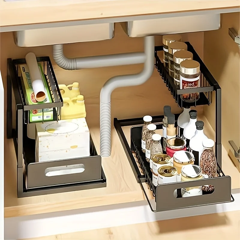 2-Tier Stainless Steel Slide-Out Cabinet Organizer - Perfect For Kitchen & Bathroom Under Sink
2-Tier Stainless Steel Slide-Out Cabinet Organizer - Perfect For Kitchen & Bathroom Under Sink
