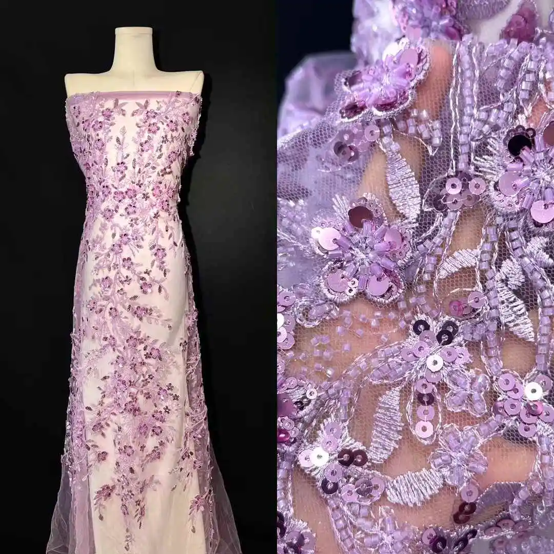 Purple African Beads Groom Tulle lace Fabric 2025 High Quality Sequins Embroidery French Tulle Laces For Nigeiran Party Dress
Purple African Beads Groom Tulle lace Fabric 2025 High Quality Sequins Embroidery French Tulle Laces For Nigeiran Party Dress