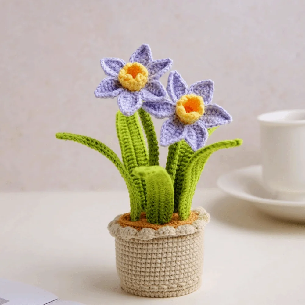Handwoven Crochet Flowers Potted Narcissus Flowers Knitted Flower Snowflake Yarn Realistic Fake Flower Desktop Decoration
Handwoven Crochet Flowers Potted Narcissus Flowers Knitted Flower Snowflake Yarn Realistic Fake Flower Desktop Decoration