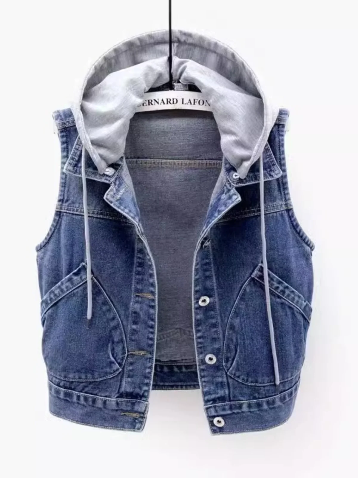 Women's ort Denim Jaet Spring Autumn New Sle Small Size Fce Lined Hooded Vest Thi Cotton Straight Cut ket Design
Women's ort Denim Jaet Spring Autumn New Sle Small Size Fce Lined Hooded Vest Thi Cotton Straight Cut ket Design