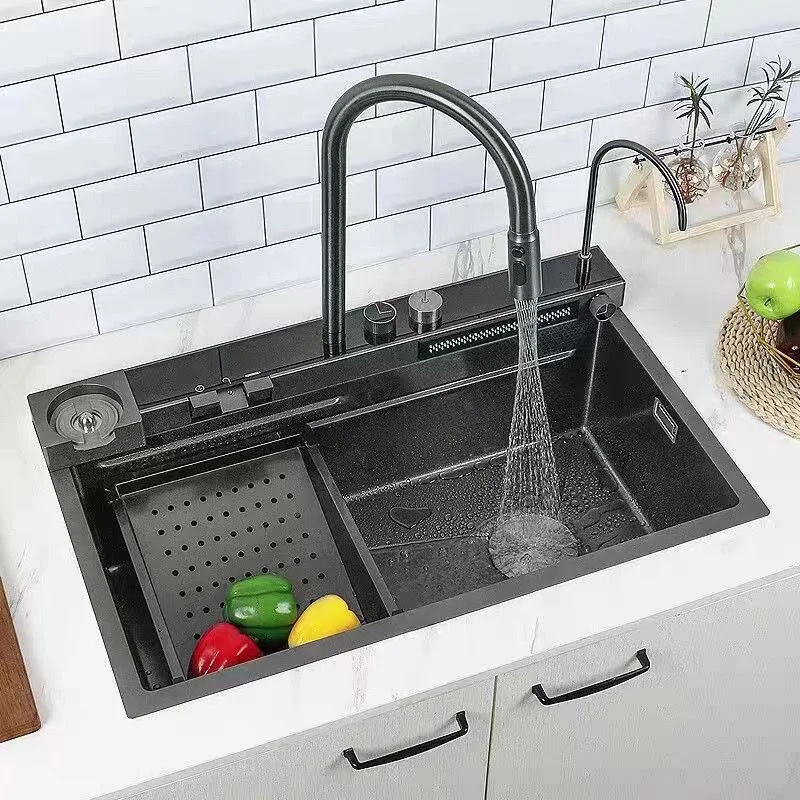 Waterfall Sink Basin Large Size Digital Display 304 Stainless Steel Sink With Waterfall Faucet For Kitchen Renovation
Waterfall Sink Basin Large Size Digital Display 304 Stainless Steel Sink With Waterfall Faucet For Kitchen Renovation