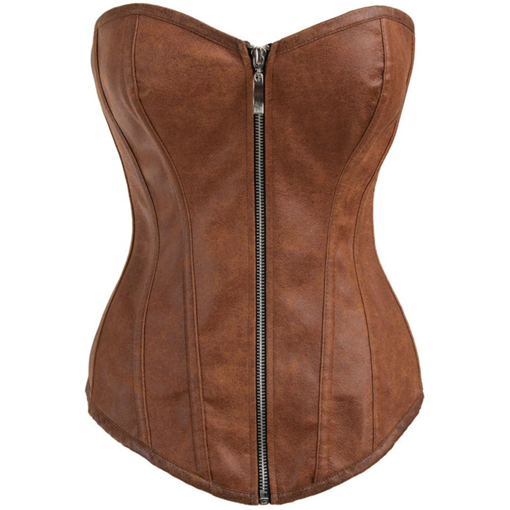 Женские готические коричневые корсеты из искусственной кожи с завышенной талией, винтажное нижнее белье на молнии спереди, сексуальные бюстье без бретелек в стиле стимпанк
Женские готические коричневые корсеты из искусственной кожи с завышенной талией, винтажное нижнее белье на молнии спереди, сексуальные бюстье без бретелек в стиле стимпанк