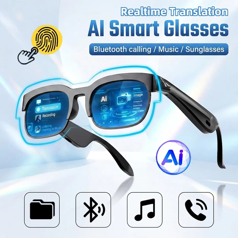 Smart Glasses AI Translation Bluetooth Conversation Recording Music Listening Men Women Smart Sunglasses UV400 for Work Driving
Smart Glasses AI Translation Bluetooth Conversation Recording Music Listening Men Women Smart Sunglasses UV400 for Work Driving