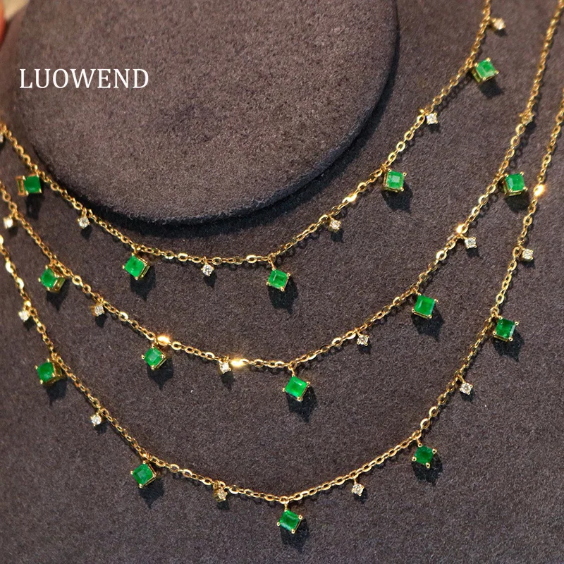LUOWEND 100% 18K Yellow Gold Necklace Romantic Style Shiny Diamond Natural Emerald Necklace for Women High Wedding Jewelry
LUOWEND 100% 18K Yellow Gold Necklace Romantic Style Shiny Diamond Natural Emerald Necklace for Women High Wedding Jewelry