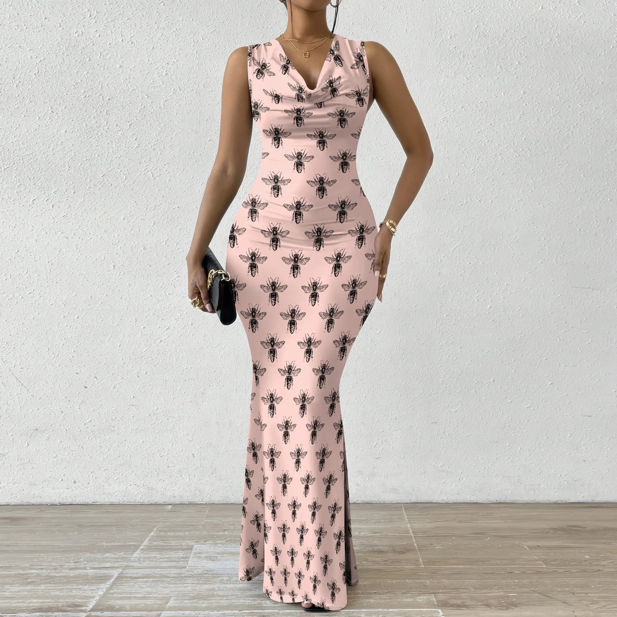 Pink Bee Print Bodycon Maxi Dress XS-2XL - Cute Summer Dress for Brunches, Garden Parties, and Casual Day Out
Pink Bee Print Bodycon Maxi Dress XS-2XL - Cute Summer Dress for Brunches, Garden Parties, and Casual Day Out