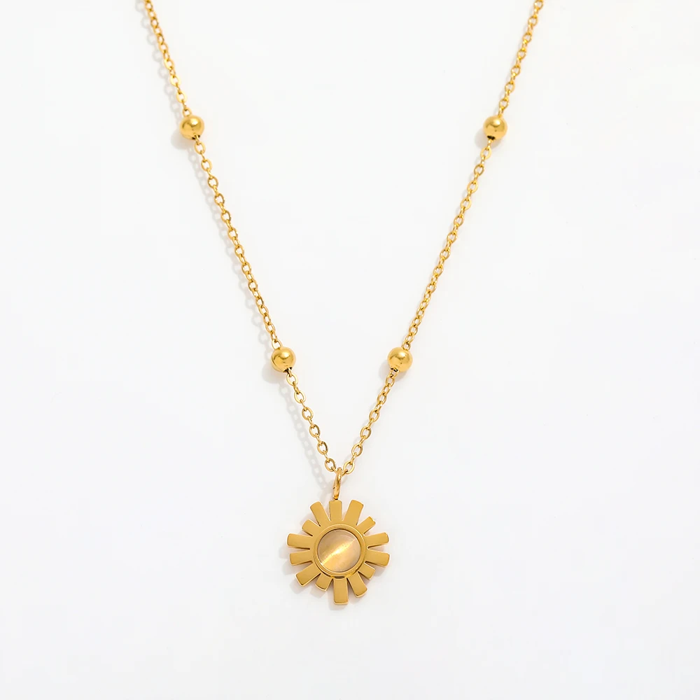 JOOLIM Jewelry Wholesale High End Pvd Waterproof Luxury Elegant Moonstone Sun Flower Pendant Stainless Steel Necklace for Women
JOOLIM Jewelry Wholesale High End Pvd Waterproof Luxury Elegant Moonstone Sun Flower Pendant Stainless Steel Necklace for Women