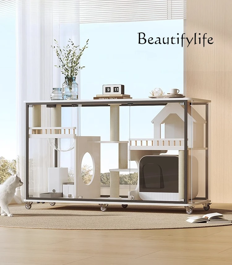 Glass cat villa household indoor cage large free space cat house toilet integrated cat house
Glass cat villa household indoor cage large free space cat house toilet integrated cat house