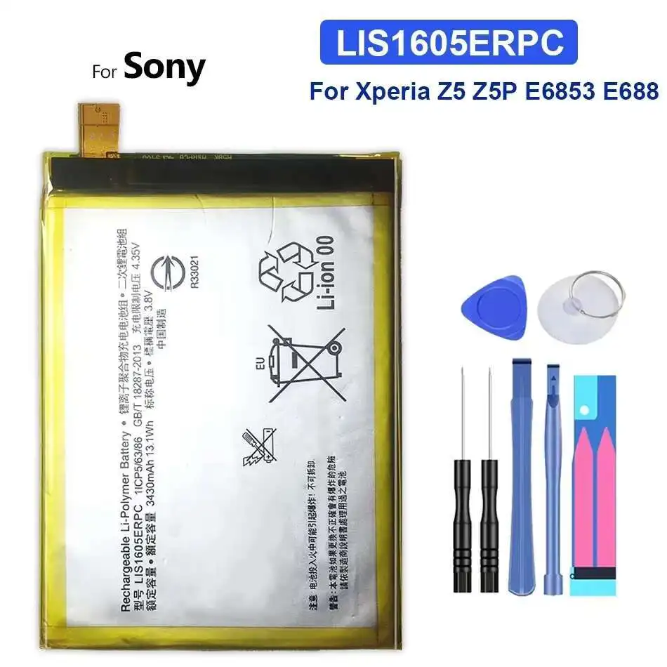 Mobile Phone Battery LIS1605ERPC 3430Mah For Sony Xperia Z5P Z5 Plus Premium Dual E6883 E6853
Mobile Phone Battery LIS1605ERPC 3430Mah For Sony Xperia Z5P Z5 Plus Premium Dual E6883 E6853