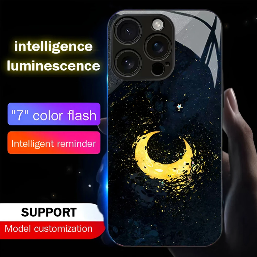 Pretty Glowing Moon Smart LED Light Glow Tempered Glass Phone Case For iPhone Air 17 16 E 15 14 13 12 11 Pro Max Plus
Pretty Glowing Moon Smart LED Light Glow Tempered Glass Phone Case For iPhone Air 17 16 E 15 14 13 12 11 Pro Max Plus