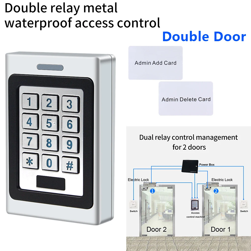 Standalone Double-Door Keypad with 2-Relays Control 2-Doors Pulse Mode Toggle Alarm Output Anti-Duress Users
Standalone Double-Door Keypad with 2-Relays Control 2-Doors Pulse Mode Toggle Alarm Output Anti-Duress Users