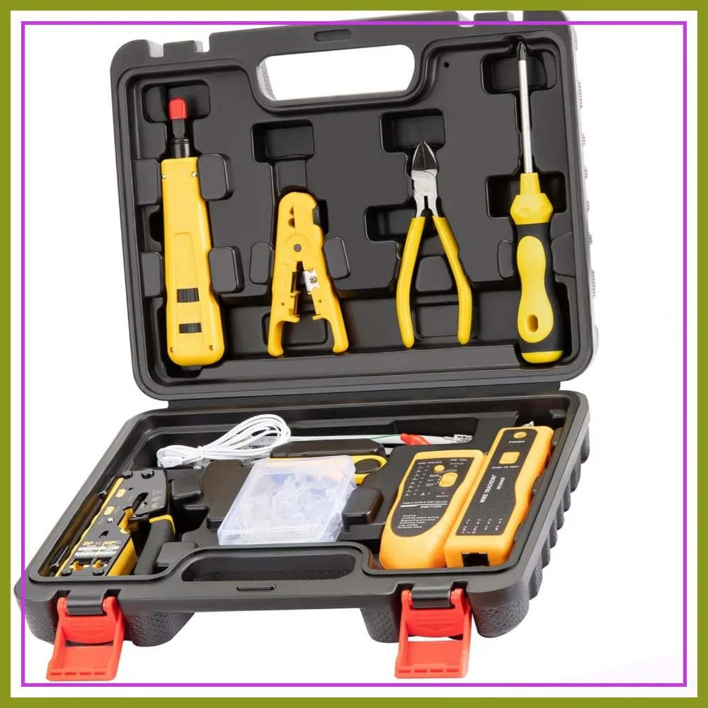 Network Tool Kit for Cat6 Cat5e Cat5, Pass Through RJ45 Crimp Tool Kit, Ethernet Crimper with Wire Tracker
Network Tool Kit for Cat6 Cat5e Cat5, Pass Through RJ45 Crimp Tool Kit, Ethernet Crimper with Wire Tracker