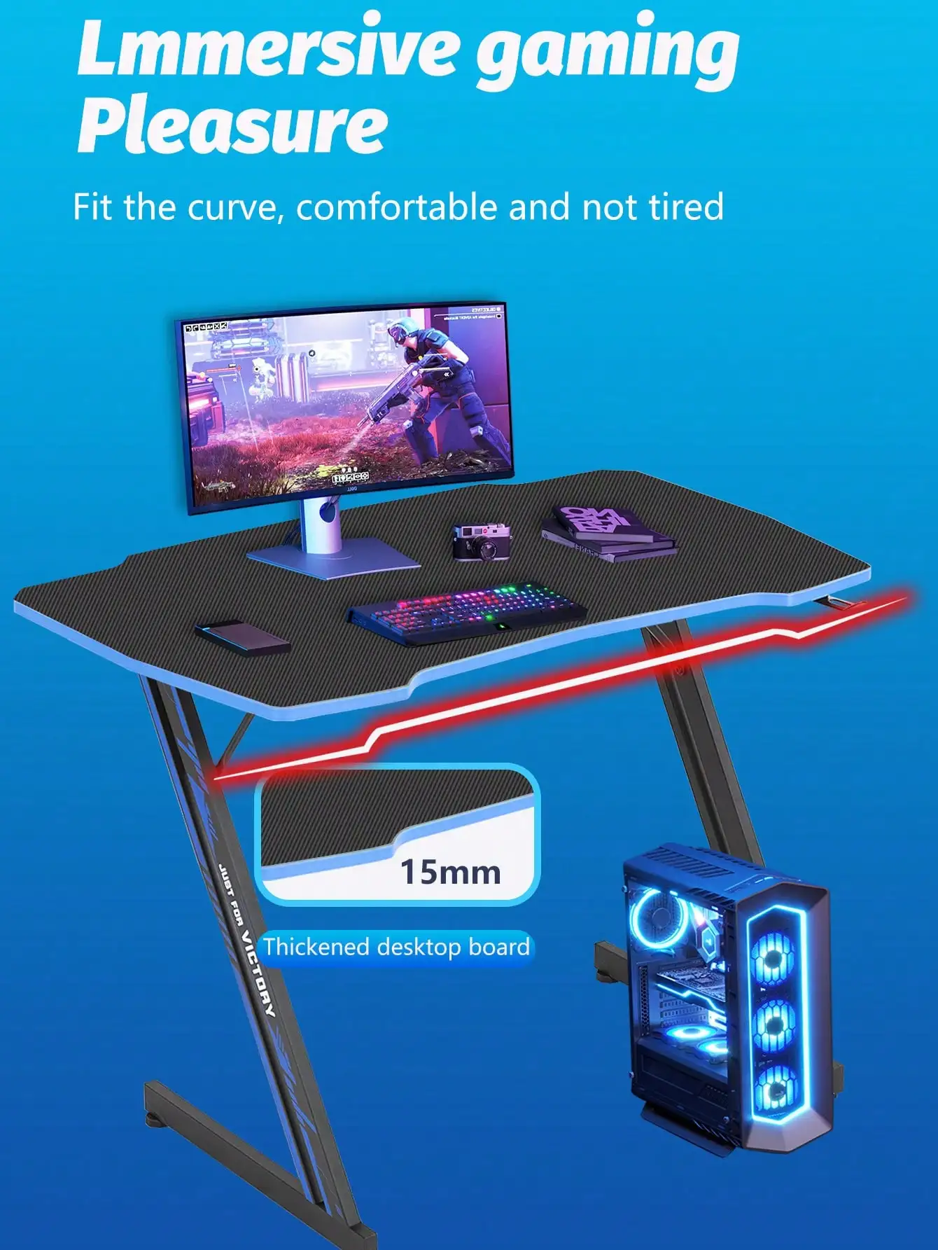 39.4 Inch Modern Computer Desk Carbon Fiber Surface For Home Office With Headphone Hook Sturdy Workstation Table Z-Shaped With S
39.4 Inch Modern Computer Desk Carbon Fiber Surface For Home Office With Headphone Hook Sturdy Workstation Table Z-Shaped With S