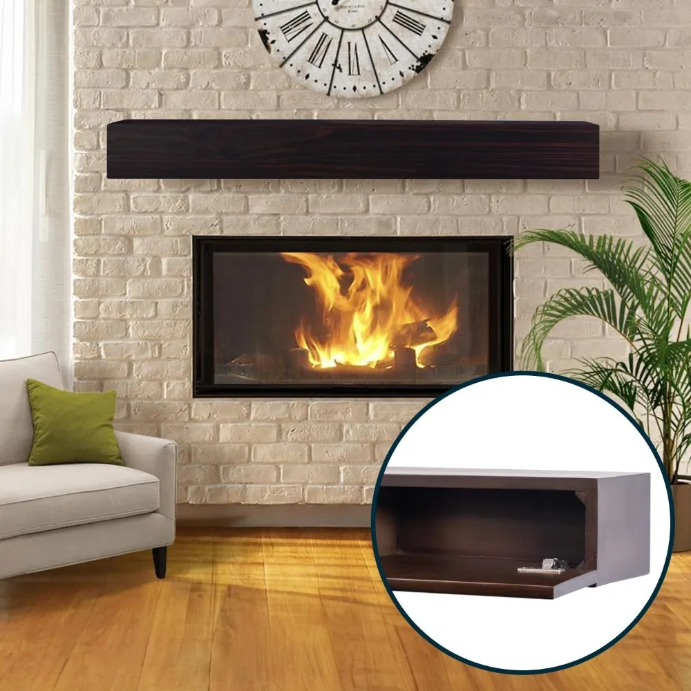 Floating Wood Mantel Shelf with Hidden Storage Compartment - Coffee Bean 60 Inch | Beautiful Wooden Rustic
Floating Wood Mantel Shelf with Hidden Storage Compartment - Coffee Bean 60 Inch | Beautiful Wooden Rustic