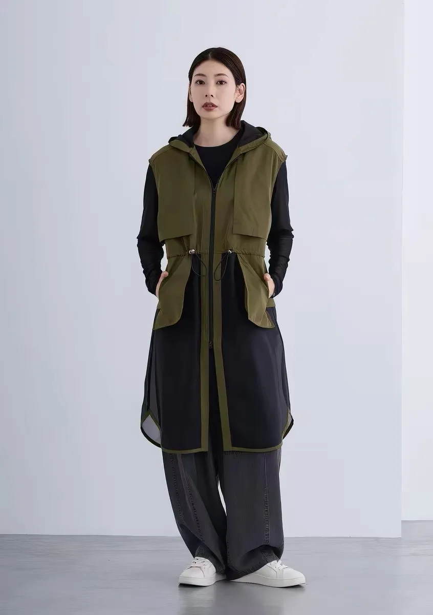 Zhang Brand 3W26 Spring Summer New Workwear Style Hooded Mid-Length Zipper Vest Outerwear Fashionable Ladies' Vest
Zhang Brand 3W26 Spring Summer New Workwear Style Hooded Mid-Length Zipper Vest Outerwear Fashionable Ladies' Vest