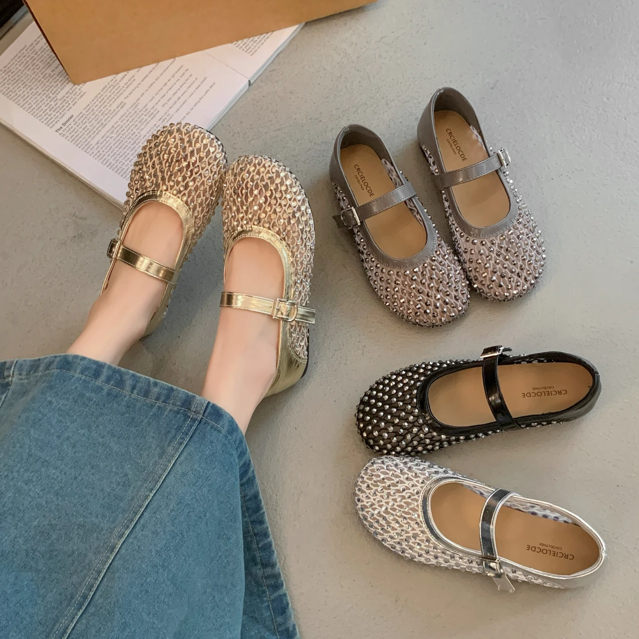 Women's Rhinestone Mary Jane Flats, Round Toe Buckle Strap Sparkly Ballerina Shoes, Comfortable Casual Daily Dress Work Shoes
Women's Rhinestone Mary Jane Flats, Round Toe Buckle Strap Sparkly Ballerina Shoes, Comfortable Casual Daily Dress Work Shoes