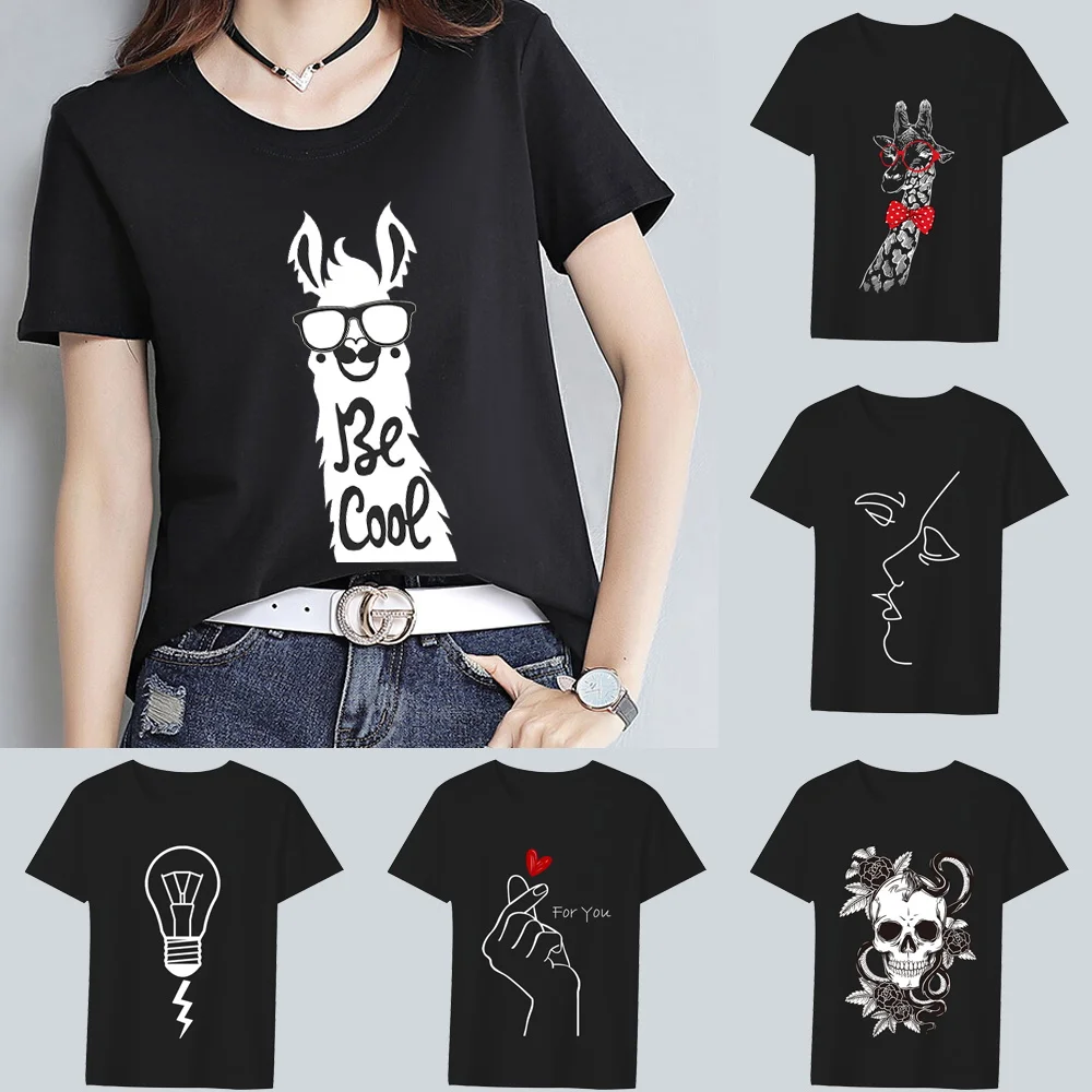 Basic T-shirt Women's Clothing Black Casual Tops White Pattern Print Slim Fit Commuter Ladies Round Neck Soft Short Sleeve Tees
Basic T-shirt Women's Clothing Black Casual Tops White Pattern Print Slim Fit Commuter Ladies Round Neck Soft Short Sleeve Tees