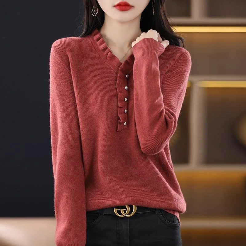 Autumn Winter Women's Camere V-Ne Sweater Loose Overhead Knitted Slimming Top Long Sve Color Commute Sle
Autumn Winter Women's Camere V-Ne Sweater Loose Overhead Knitted Slimming Top Long Sve Color Commute Sle