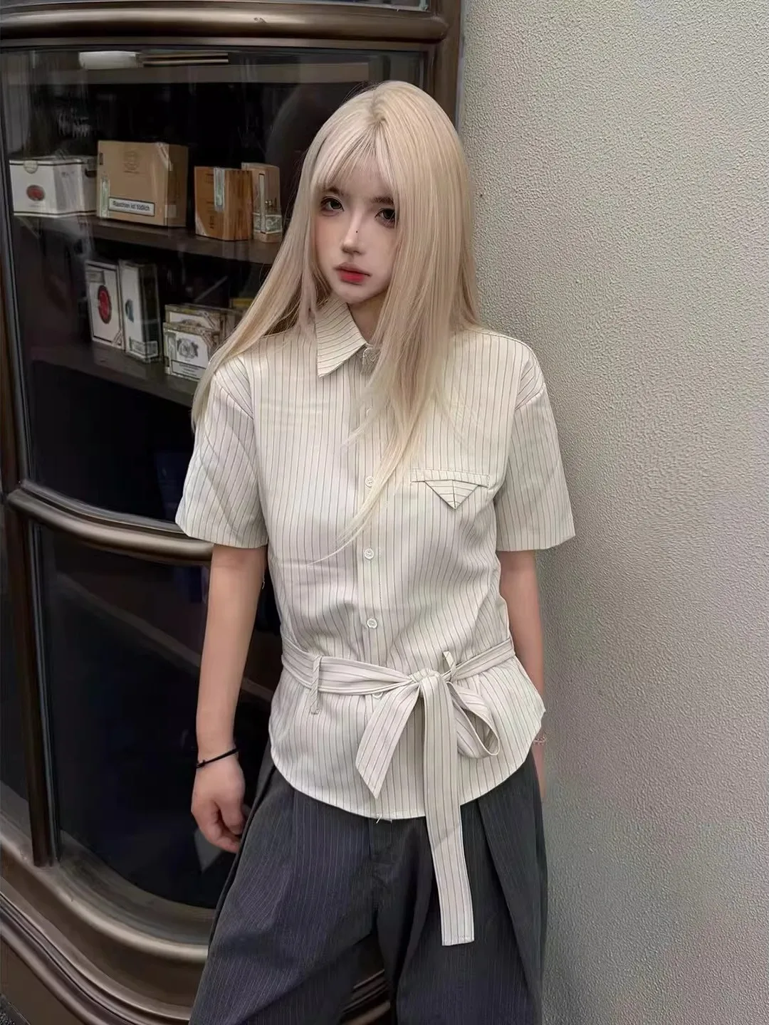 Elegant Striped Shirt Men's Women's Short Sleeve Anti-Wrinkle Drapey Cleanfit Shirt Bandeau Style Casual Wear Polyester Fiber
Elegant Striped Shirt Men's Women's Short Sleeve Anti-Wrinkle Drapey Cleanfit Shirt Bandeau Style Casual Wear Polyester Fiber