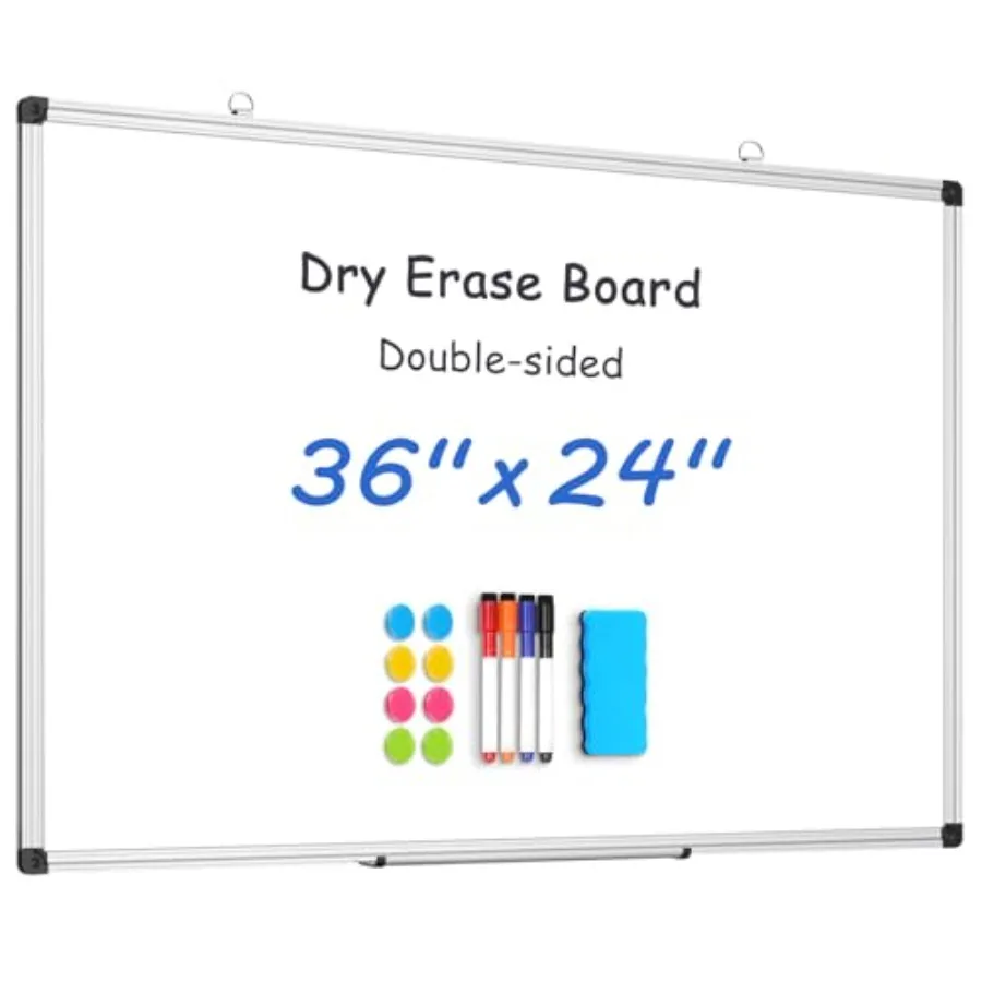 Двусторонняя магнитная доска для сухого стирания 36''x24'' с алюминиевой рамой, настенная, для дома
Двусторонняя магнитная доска для сухого стирания 36''x24'' с алюминиевой рамой, настенная, для дома