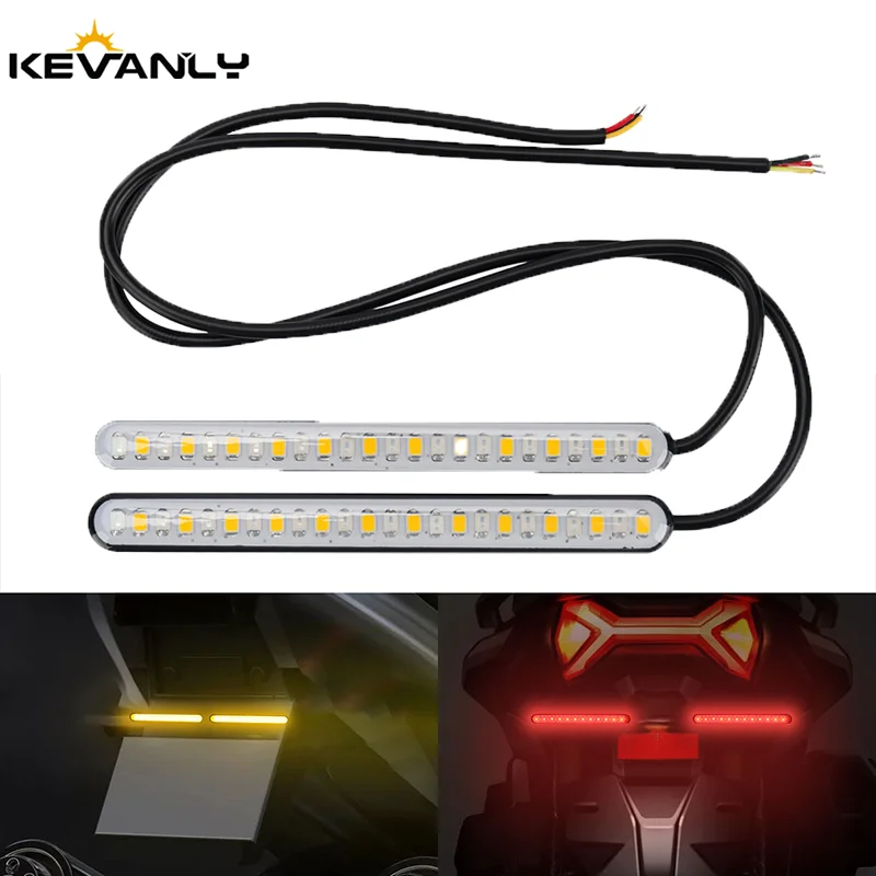 1 Pair LED Dual Color Motorcycle License Plate Lamp Bar Strip Flowing Turn Signal Indicators Constantly On Tail Brake Stop Light
1 Pair LED Dual Color Motorcycle License Plate Lamp Bar Strip Flowing Turn Signal Indicators Constantly On Tail Brake Stop Light