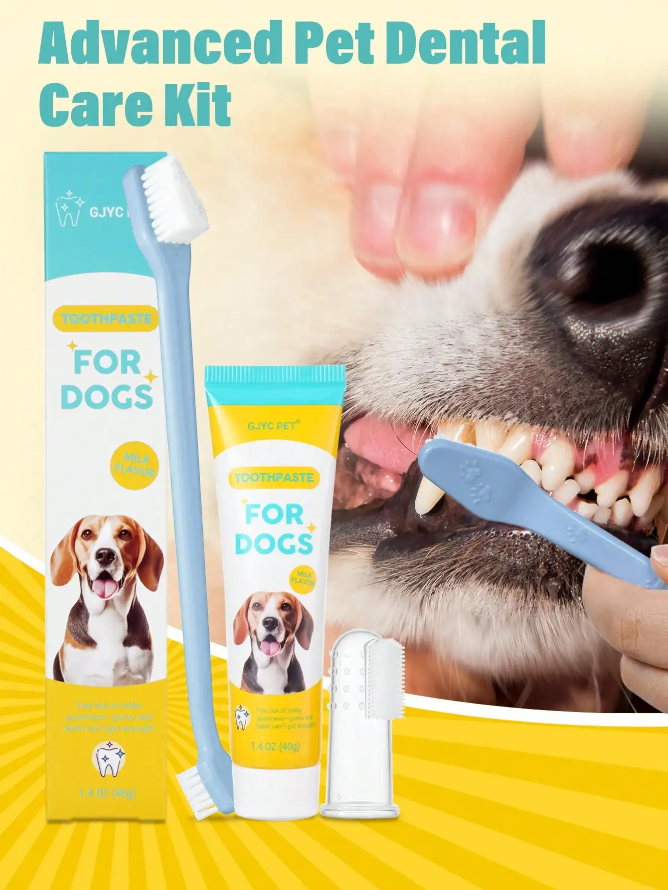 Dog Cat Dental Care Set Toothbrush Finger Brush Toothpaste Tartar Plaque Remover
Dog Cat Dental Care Set Toothbrush Finger Brush Toothpaste Tartar Plaque Remover