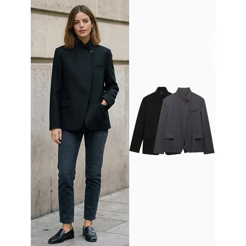 FANAN Women Fashion Solid Single Button Blazer Vintage Long Sleeves Half High Neck Female Office Lady Outfits
FANAN Women Fashion Solid Single Button Blazer Vintage Long Sleeves Half High Neck Female Office Lady Outfits