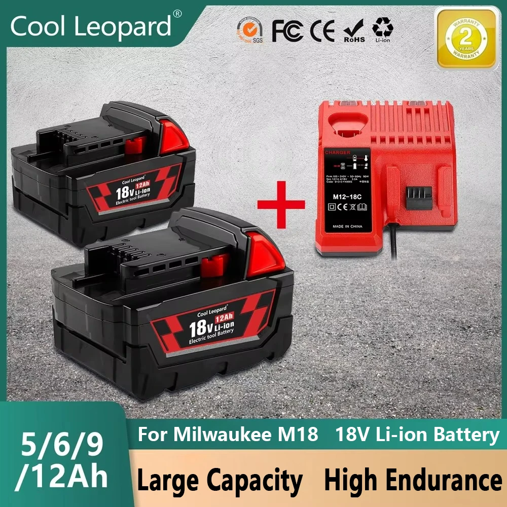 For Orignal Milwaukee M18 Battery 12000mAh Replacement Lithium Battery for Milwaukee M18 48-11-1815 48-11-1850 2604-22 Battery
For Orignal Milwaukee M18 Battery 12000mAh Replacement Lithium Battery for Milwaukee M18 48-11-1815 48-11-1850 2604-22 Battery
