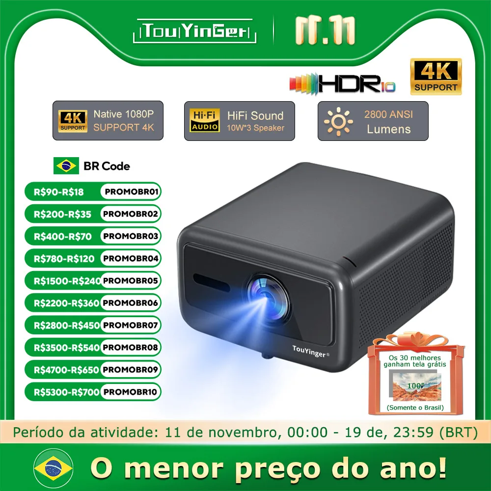 Touyinger Q12W Full HD 4K Двойной экран Wi-Fi Bluetooth Проектор для умного домашнего кинотеатра
Touyinger Q12W Full HD 4K Двойной экран Wi-Fi Bluetooth Проектор для умного домашнего кинотеатра