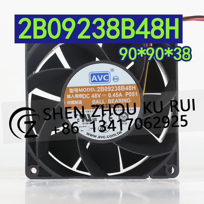 9CM New AVC 48V 0.45A AC EC 9038 Four-wire PWM Speed regulation High air volume 2B09238B48H Cooling fan
9CM New AVC 48V 0.45A AC EC 9038 Four-wire PWM Speed regulation High air volume 2B09238B48H Cooling fan