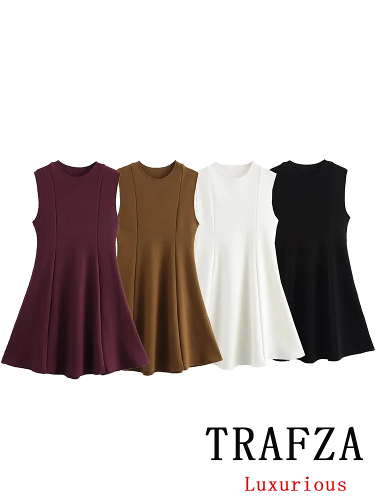TRAFZA Vintage Chic Women Dress Solid O-Neck Sleeveless Knitted Ruffles Dress Fashion 2024 Autumn Winter Party Sheath Dress
TRAFZA Vintage Chic Women Dress Solid O-Neck Sleeveless Knitted Ruffles Dress Fashion 2024 Autumn Winter Party Sheath Dress