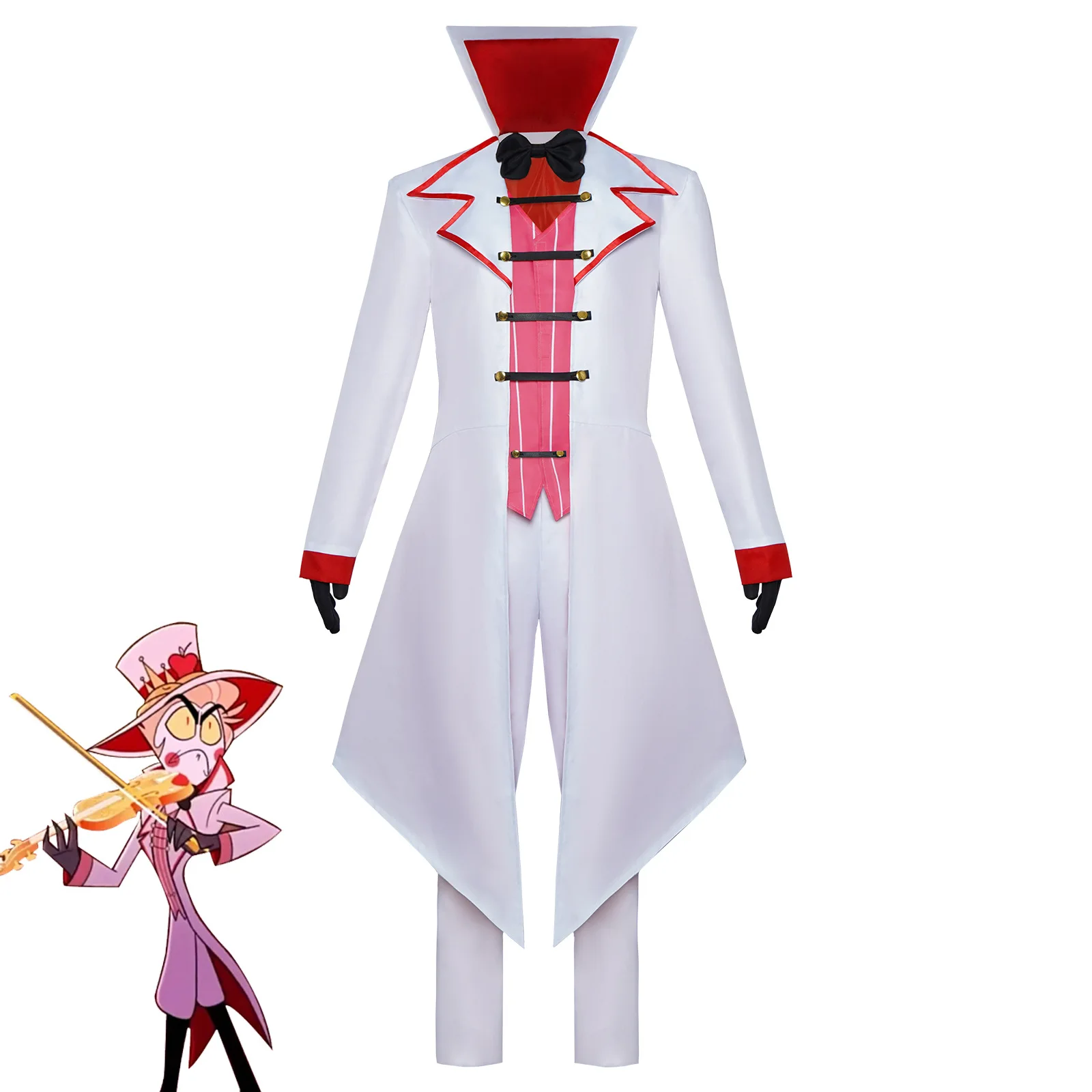 Lucifer Cosplay Fantasia Cartoon Hotel Costume Disguise for Adult Men Women Hat Wig Set Outfits Halloween Carnival Party Costume
Lucifer Cosplay Fantasia Cartoon Hotel Costume Disguise for Adult Men Women Hat Wig Set Outfits Halloween Carnival Party Costume