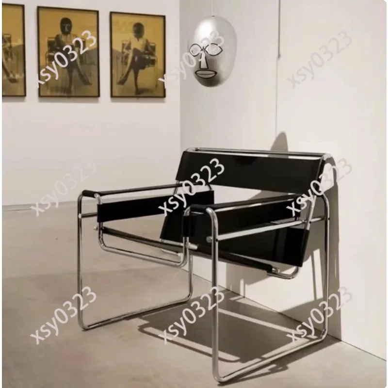 Mid Century Modern Leather Armchair, Tubular Steel Frame Lounge Chair for Home Decor
Mid Century Modern Leather Armchair, Tubular Steel Frame Lounge Chair for Home Decor