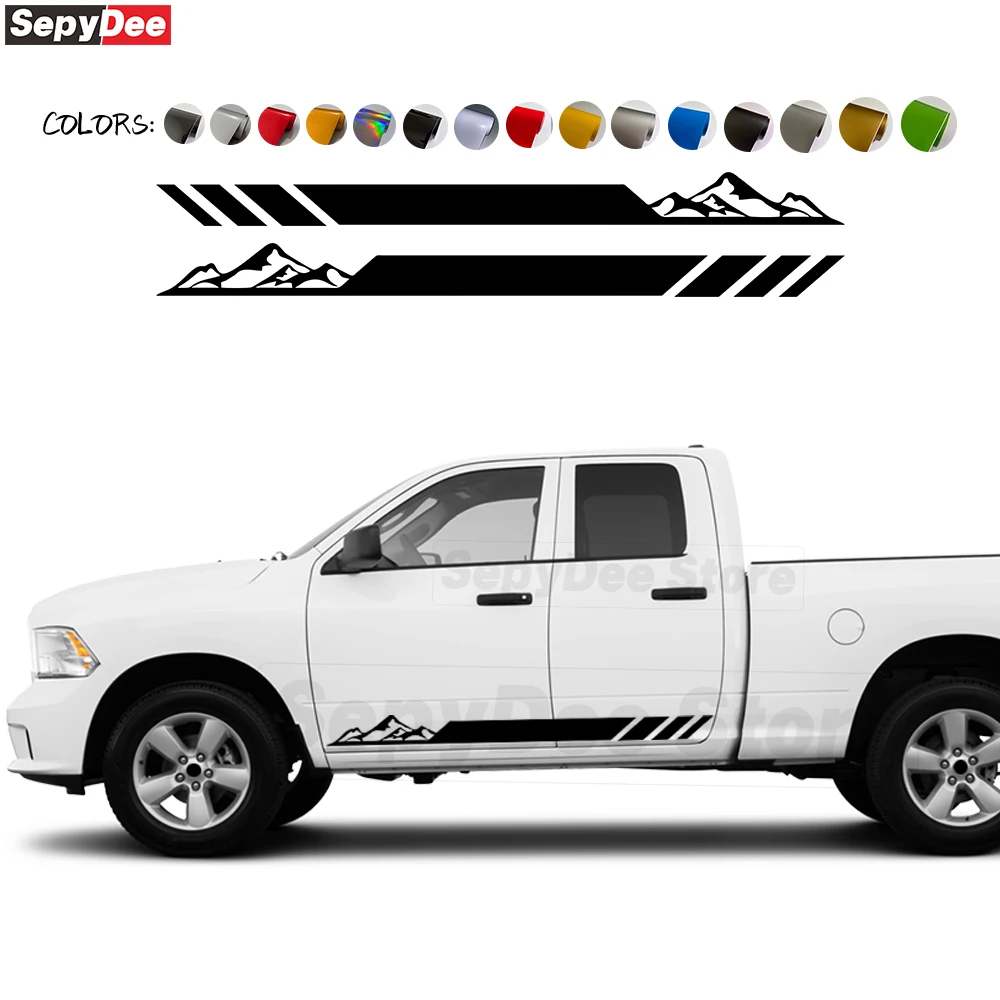 2Pcs Mountain Graphics Car Door Rocker Panel Side Stripes Stickers for Dodge Ram Body Decor Vinyl Film Decal Car Accessories
2Pcs Mountain Graphics Car Door Rocker Panel Side Stripes Stickers for Dodge Ram Body Decor Vinyl Film Decal Car Accessories