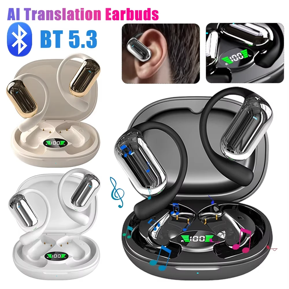 AI Translation Earbuds Bluetooth-Compatible 5.3 Noise Cancelling Translator Headphones Wireless Earbuds for Travel and Business
AI Translation Earbuds Bluetooth-Compatible 5.3 Noise Cancelling Translator Headphones Wireless Earbuds for Travel and Business